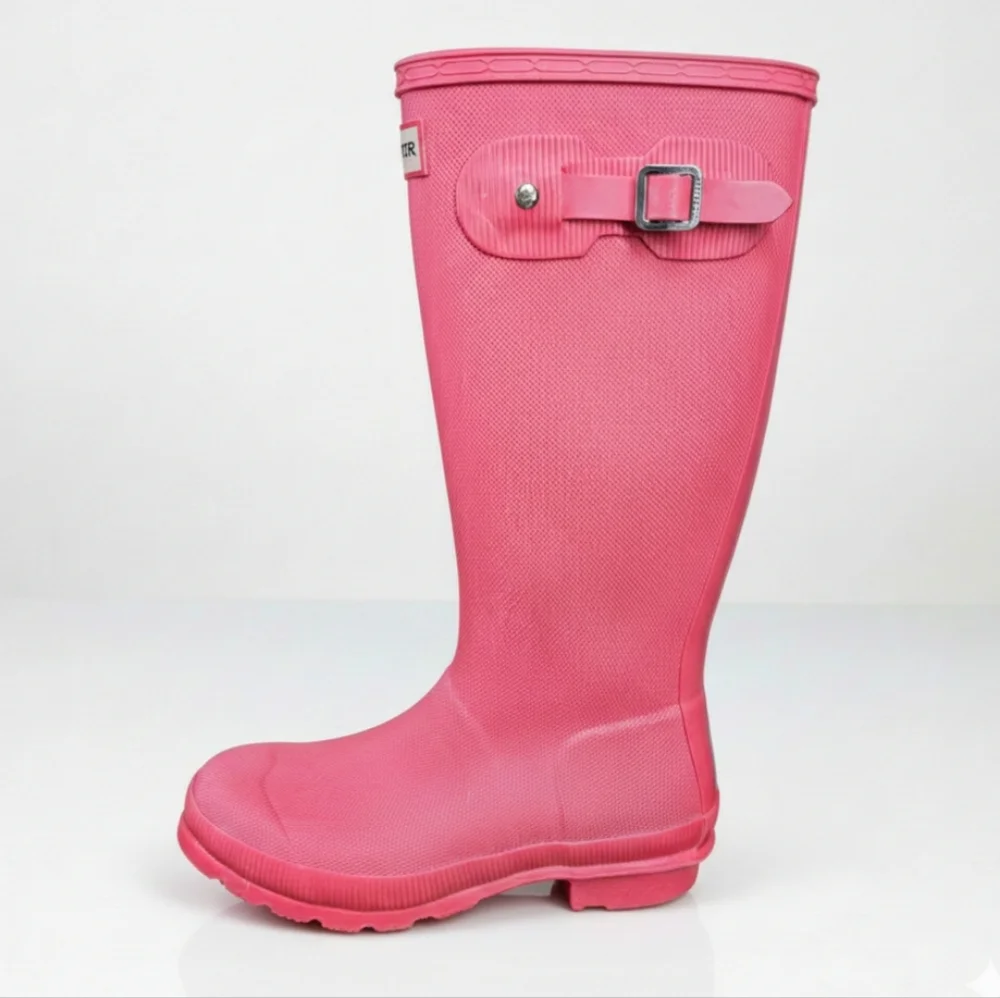 Hunter EU 36 US 4/5 Boots Pink Rubber Rainboots Winter Waterproof Reinforced